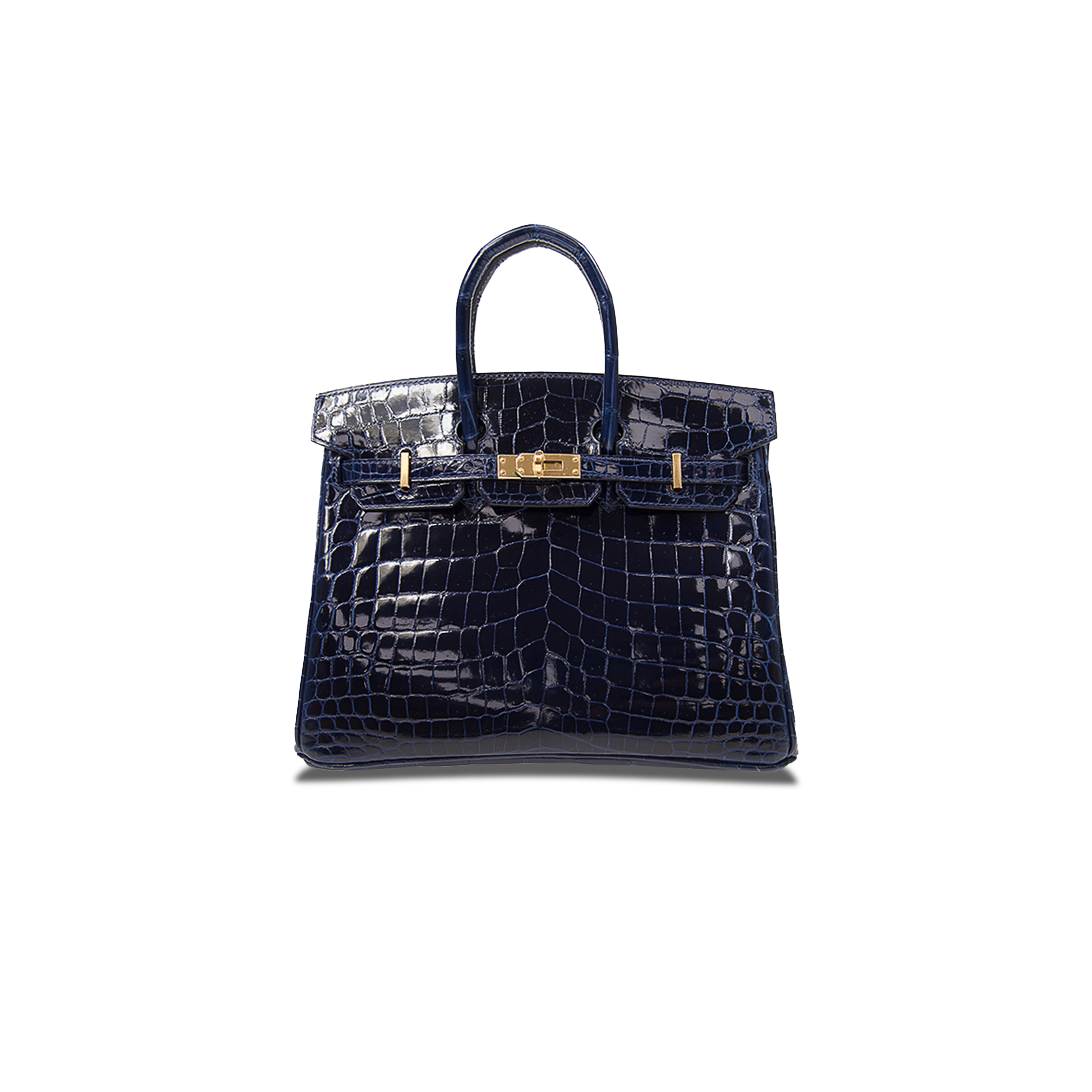 HERMES MASTER BIRKIN 25 CROCODILE LEATHER SAPPHIRE BLUE GOLD BUCKLE HANDBAG BK2573SCROCOGPN (25*20*13cm)